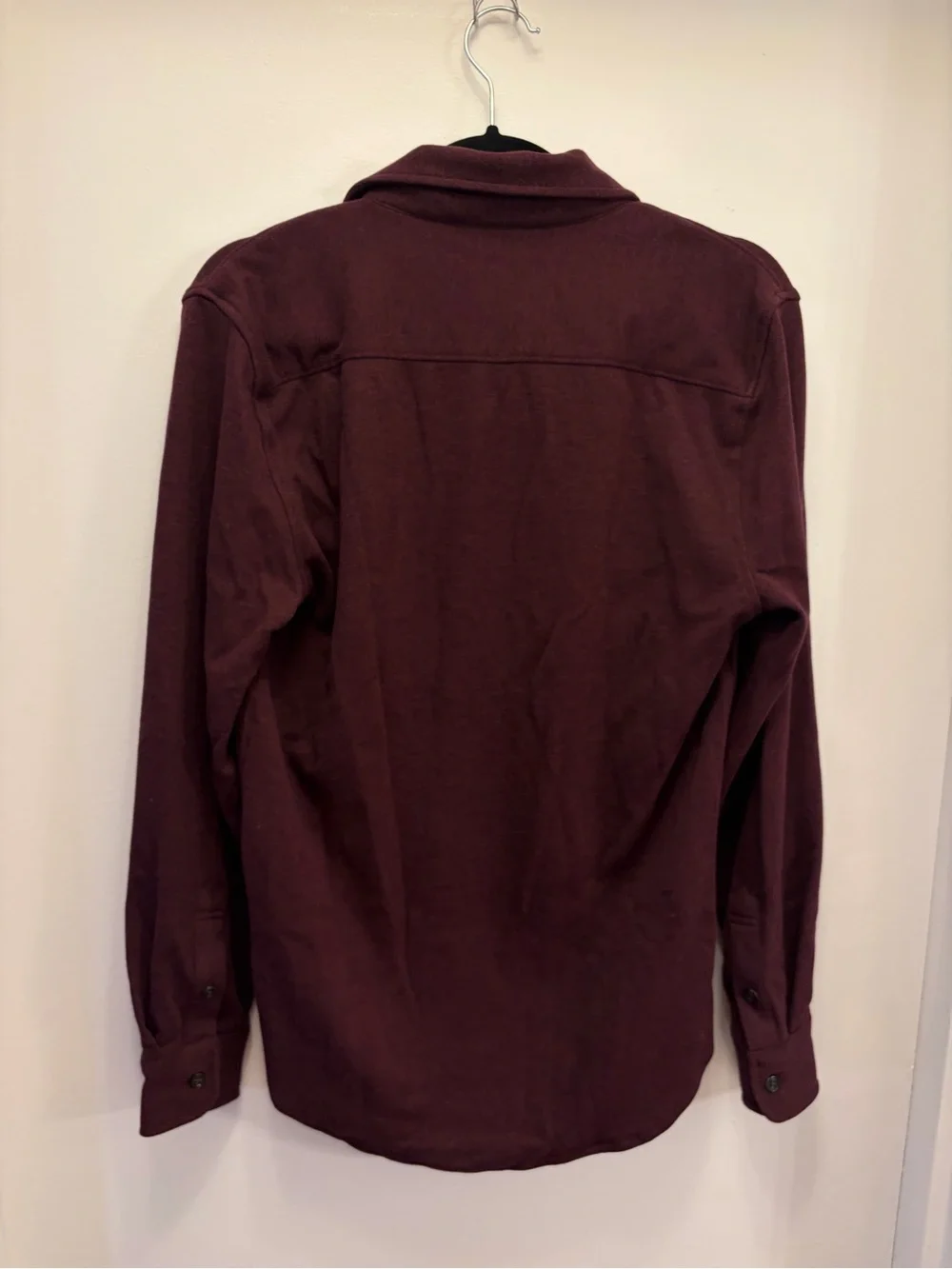 J.Crew Men's XS Burgundy Knit Button-Up Shirt Long Sleeve Chest Pocket Stretch - Picture 2 of 8